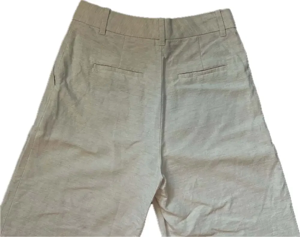 Wilfred Aritzia Linen The Effortless Pant Cropped Beige Quiet Luxury Office
